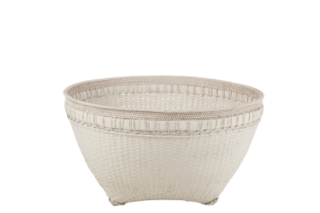 Accesorii - Cos impletit Round , Lemn, Alb, 84x84x41 cm