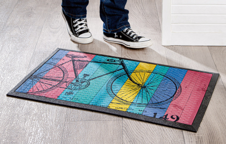 Covoraș de ușă, dreptunghiular, motiv bicicletă, rășină, negru, PU 2, L. 45 cm, l. 75 cm, H 1 cm [3]