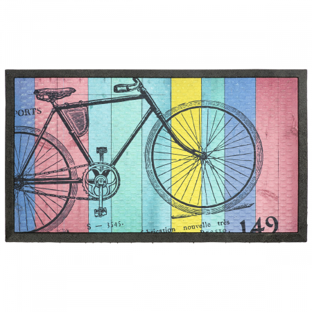 Covoare - Covoraș de ușă, dreptunghiular, motiv bicicletă, rășină, negru, PU 2, L. 45 cm, l. 75 cm, H 1 cm