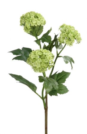 IN STOC - Crenguta flori artificiale GUELDERROSE, Fibre artificiale, Verde, 84 cm