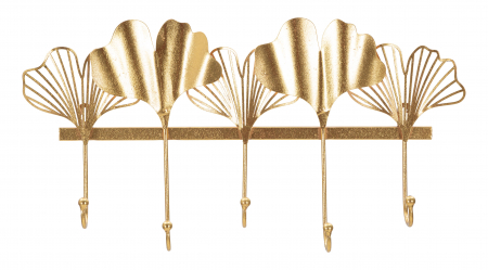 Cuier 5 Leaves, Fier, Auriu, 26.3x49.5x6 cm [4]