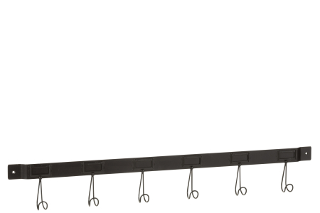 Rafturi pentru chei - Cuier 6 Hooks, Metal, Negru, 86.5x4.5x12.5 cm