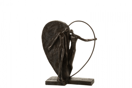 FIGURINE - Decoratiune Cuplu, Compozit, Maro, 28x10x31.5 cm