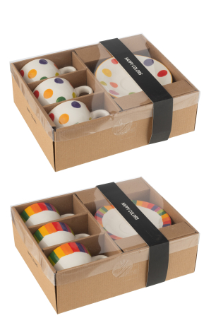 Cutie Cu 3 Cesti si Farfurioara, Polka Dot/Stripe, ASS2 [3]