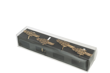 Cutie cu 4 inele de servetel, spargator de nuci, auriu, metal [3]