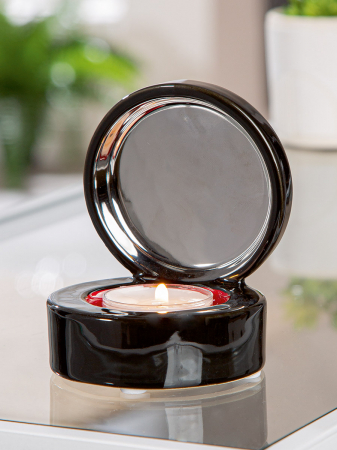 Cutie de bijuterii, Suport lumanare, Milan, Ceramica, negru, roșu, argintiu, PU 6, H. 10 cm, D. 8 cm [4]