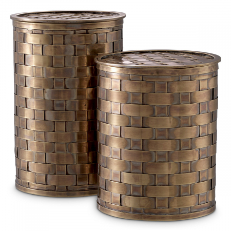 SALE % - Cutie Lausanne vintage cu finisaj alamă set de 2