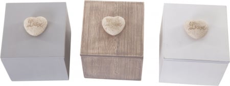 Set 3 cutii, Gri/Maro/Alb, 10x10x10 cm [1]