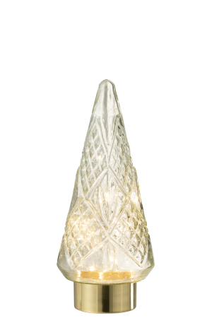 Coronite si Brazi - Deco bradut LED, Sticla, Transparent, 15x15x35.5