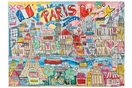 DECORATIUNI - Decor perete Paris, popart mix canvas | L 150X l 3.8X H 110 cm