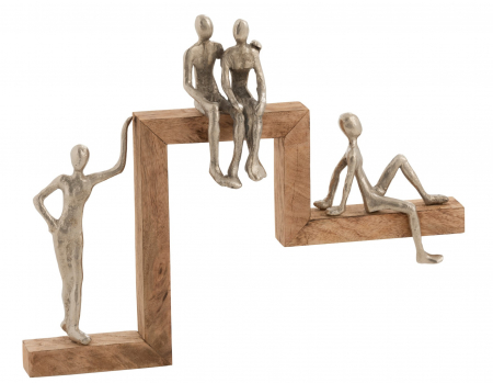 Accesorii - Decoratiune perete 4 Relax, Lemn/Metal/Fier, Argintiu/Natural, 10x50x40 cm