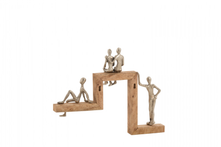 Decoratiune perete 4 Relax, Lemn/Metal/Fier, Argintiu/Natural, 10x50x40 cm [2]