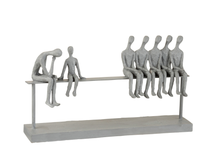 FIGURINE - Decoratiune 7 People Sitting, Rasina, Gri, 40x10.5x23 cm