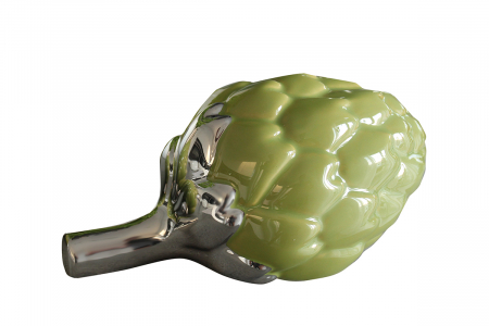 SALE % - Decoratiune anghinare Fruits, ceramica, verde/argintiu, 20x11.5x10.5 cm