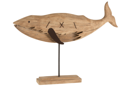 Mare si soare - Decoratiune Balena, Lemn, Natural, 67x10.5x56 cm