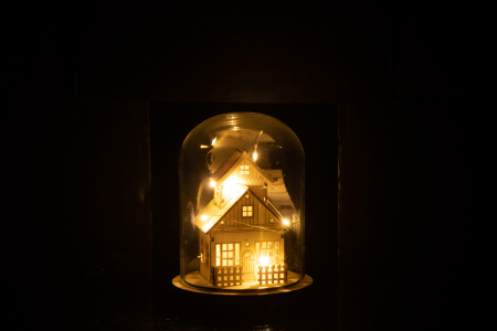 Decoratiune Bell LED iarna, Lemn, Natural, 13x13x18 [2]