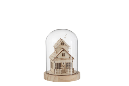 Decoratiune Bell LED iarna, Lemn, Natural, 13x13x18 [1]