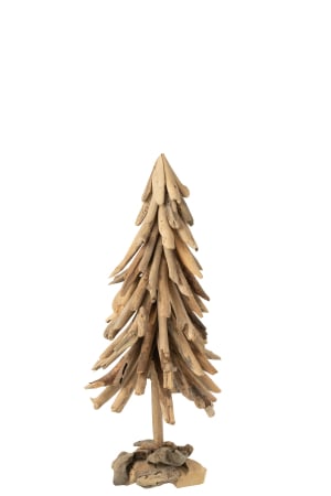 Decoratiune Brad de Craciun, bucati din lemn, natur, L [1]