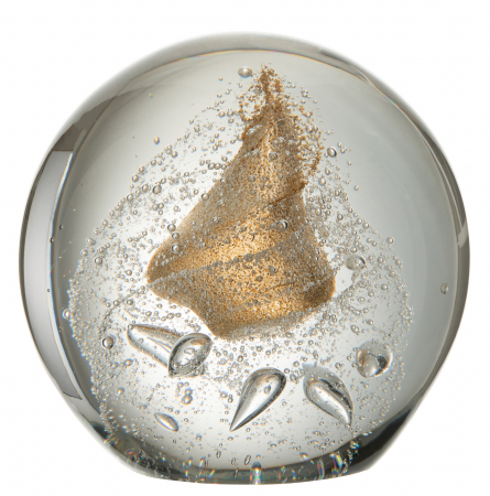 Arta sticlei - Decoratiune Bubble, Sticla, Auriu, 17x17x17 cm