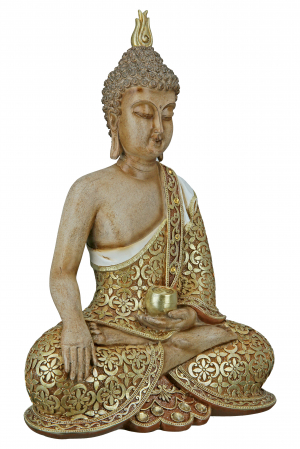 Decoratiune Buddha Mangala, Rasina, Auriu, 24x35x12 cm [2]