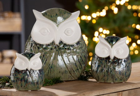 Accesorii - Decoratiune bufnita, WINGS, ceramica, 12X22X25 cm