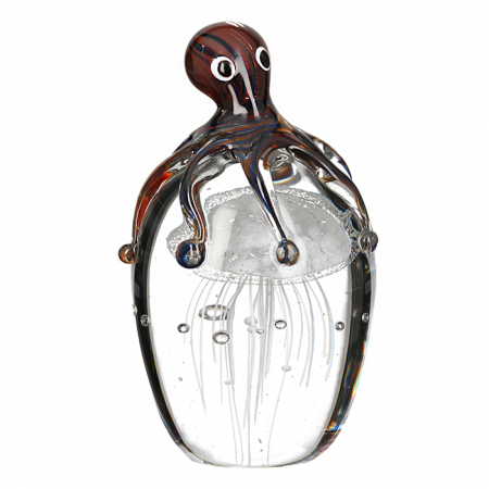 IN STOC - Decoratiune caracatita, sticla, negru/grena, 13x7 cm