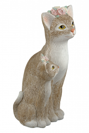 Decoratiune Cat Nala, Rasina, Maro/Alb, 11x19.5x8.5 cm [2]