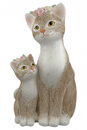Decoratiune Cat Nala, Rasina, Maro/Alb, 11x19.5x8.5 cm [3]