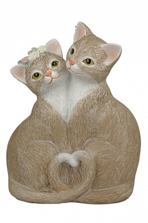 Decoratiune Cat Nala, Rasina, Maro/Alb, 15x19x8 cm [3]