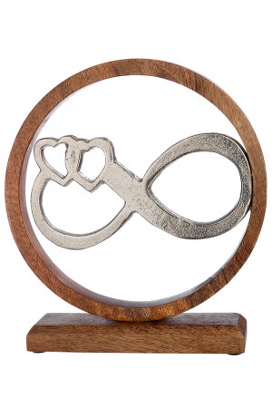 Accesorii - Decoratiune Circle Infinite, Lemn/Aluminiu, Maro/Argintiu, 24x26x5 cm