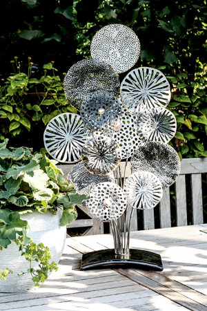 Decoratiune Circolo metal, alb/antracit, 70x37x13 cm [2]