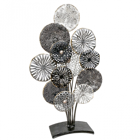 SALE % - Decoratiune Circolo metal, alb/antracit, 70x37x13 cm