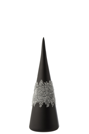 SALE % - Decoratiune con, Sticla, Negru, 9.5x9.5x28 cm
