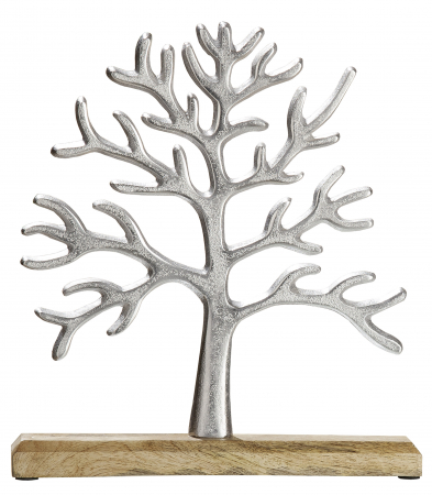 Decoratiune copac, aluminiu/lemn, argintiu/maro, 32x30x5 cm [1]
