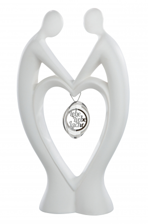 Decoratiune Couple Hold Me, Ceramica, Alb, 18x31x7x cm [1]