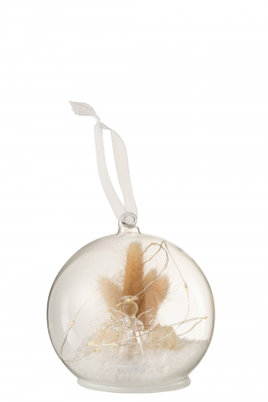 Accesorii - Decoratiune Craciun LED, Sticla, Alb , 12x12x12 cm