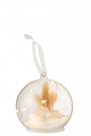 Decoratiune Craciun LED, Sticla, Alb , 12x12x12 cm [1]