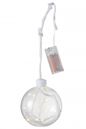 Decoratiune Craciun LED, Sticla, Alb, 12x12x12 cm [1]