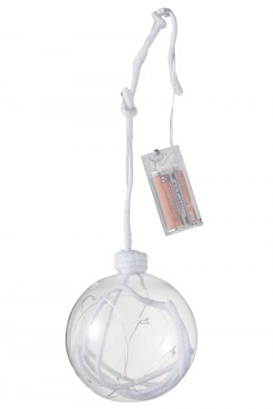Accesorii - Decoratiune Craciun LED, Sticla, Alb, 12x12x12 cm