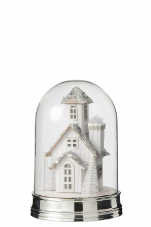 Accesorii - Decoratiune Craciun LED, Sticla, Alb , 16x16x23 cm