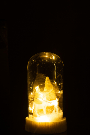 Decoratiune Craciun LED, Sticla, Alb , 9x9x17 cm [2]