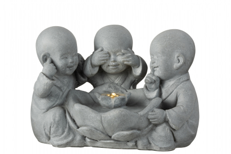 Decoratiune cu suport lumanare Monk, Ceramica, Gri, 40x25.5x27.5 cm [1]