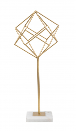 Decoratiune Cube, Fier/Marmura, Auriu/Alb, 41,5x16x18 cm [4]