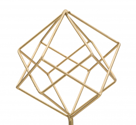Decoratiune Cube, Fier/Marmura, Auriu/Alb, 41,5x16x18 cm [3]