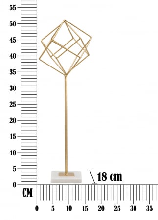 Decoratiune Cube, Fier/Marmura, Auriu/Alb, 52,5x16x18 cm [5]