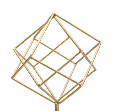 Decoratiune Cube, Fier/Marmura, Auriu/Alb, 52,5x16x18 cm [3]