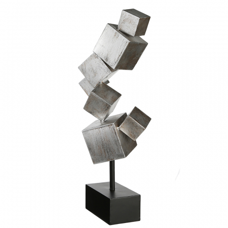 Decoratiune Cubes, metal, argintiu/negru, 14x27x56 cm [1]