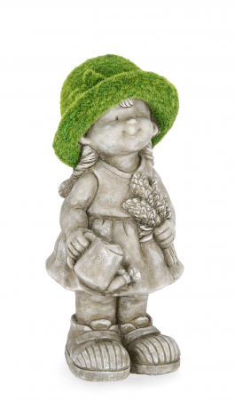 Decoratiuni terasa si gradina - Decoratiune pentru gradina Garden Girl, Gri/Verde, Compozit, 42.5 cm