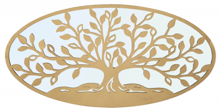 Decoratiune de perete Albero Della Vita, Fier/MDF/Oglinda, Auriu, 60x120x2 cm [1]