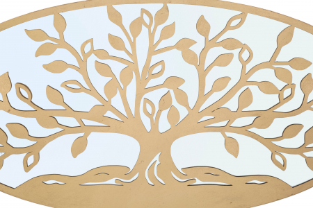 Decoratiune de perete Albero Della Vita, Fier/MDF/Oglinda, Auriu, 60x120x2 cm [4]